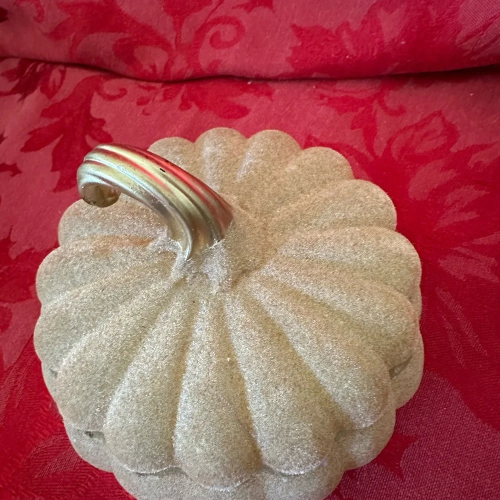 Velvety Decorative Tan Glass Pumpkin candle